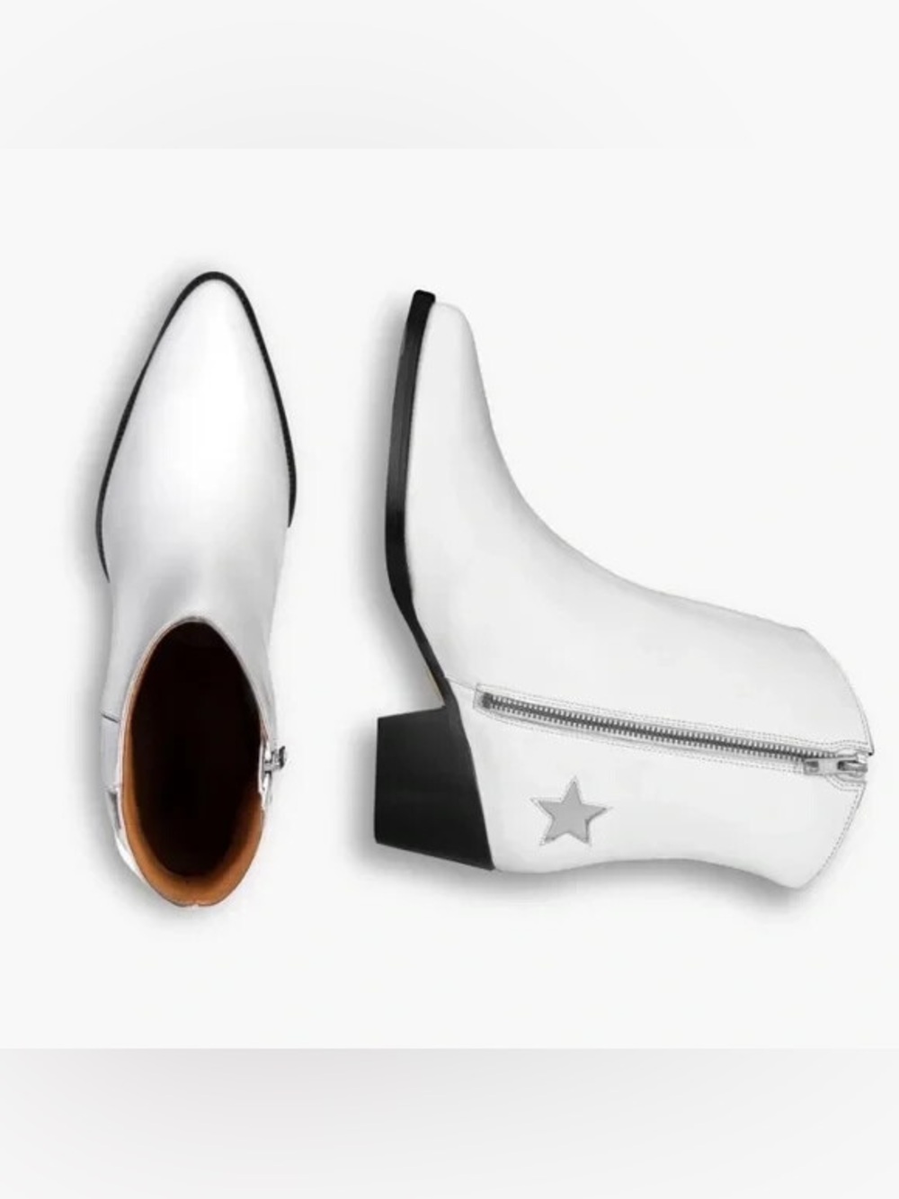 Thursday Boot Company White Star-Accent Leather Ankle Boots